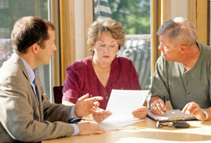 Senior couple discussing finances about annuities